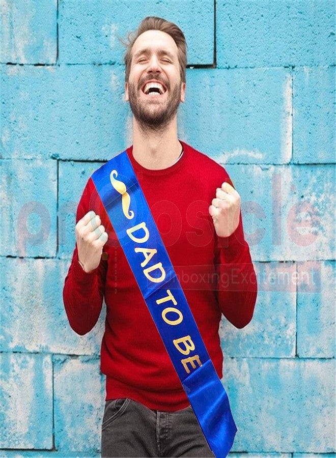 بروبسيكل طقم وشاح ساتان وردي للأم الحامل وأزرق للأب الحامل، مثالي لجلسات تصوير الحمل، وحفلات استقبال المولود - عبوة من قطعتين - Image 4